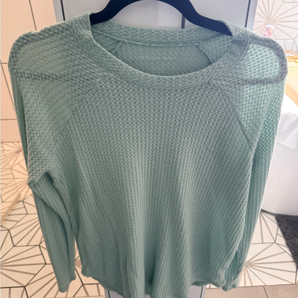 American Eagle Outfitters Light Green Crew Neck long sleeve